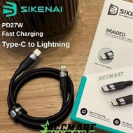 Sikenai Type-C to Lightning Cable 27W Braided Nylon 100 cm