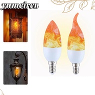 YUMEIREN LED Flame Light Bulbs, Plastic 2W Candle Fire Light Bulb, Durable Chandelier Base E14 E27 F