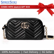 guccl Handbag In Gift Box GG Marmont Mini Camera Bag SV/Black# CV999