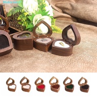 DOREENJ Heart Rings Holder, Transparent Cover Wedding Walnut Wood Rings Box, Simple Magnetic Cover 2