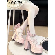 Bowknot Lolita High Heels Women, Round Toe Mary Jane High Heels