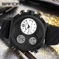 SANDA Fashion Waterproof Dual Display Multifunctional Men's Watch 3002-3