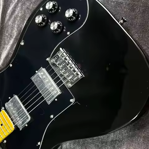 Black Electric Guitar Maple Fretboard Mahogany Body Black Pickguard HH Pickups Hard Rock