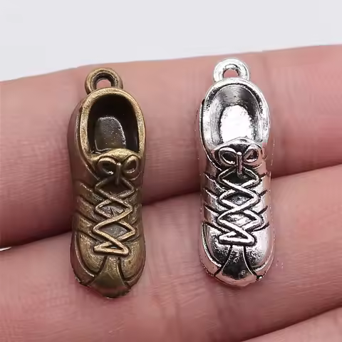 WYSIWYG 10pcs 27x9mm 2 Colors Antique Bronze Plated Sneaker Charms 3D Running Shoe Charms Sneaker Sh