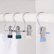1PC Stainless Steel Clothes Clip Hook, Strong Load-bearing Clothes Hats Boots Clip Hook, Hanging Storage Hanger Hook, Dip Plastic Non-slip Traceless Hook