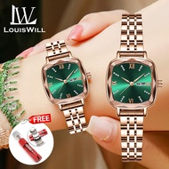LouisWill Womens Quartz Watch Fashion Square Watch Double Calendar Watch Diamond Inlaid Watch Waterp