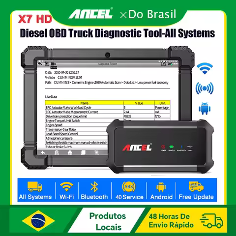 ANCEL X7 HD Heavy Duty Truck Diagnostic Tool TPMS D-P-F Regen ABS SAS ECU Oil Reset Full System OBD2
