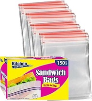 Bluesky Premium Grip & Zip Sandwich-(Pack of 150) -Perfect for Snacks & Lunches, 6.62" x 5.87", Clea