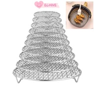 ELO11VE Grid Grill, Stackable Round Air Fryer Rack, Durable Stainless Steel with Foot Cooling Rack H