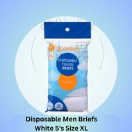5pcs Guardian Disposable White Men Underwear Briefs Size XL, 100% Cotton Portable Brief Panties for 
