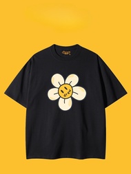 Drew House Smiling Daisy Short Sleeved T-shirt Trendy High Street Justin Bieber Loose Couple Cotton 