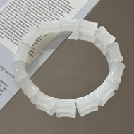 White Glazed Bamboo Knot Bracelet Good Meaning Continuous Progress Bracelet Original Gift for Women