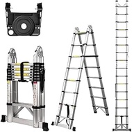 PUPUKM Telescoping Ladder A Frame, 16.5 Ft Compact Aluminum Extension Ladder, Portable Telescopic RV