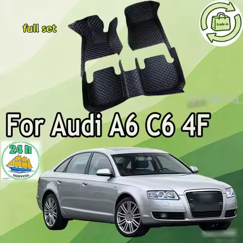 Car Floor Mats For Audi A6 C6 4F 2004~2011 Carpet Luxury Leather Mat Durable Rug Auto Interior Parts
