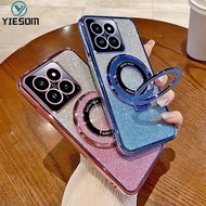 Magnetic Gradient Silicone Phone Case Xiaomi 14 13 12 Pro Mi 13 12 11 Lite Xiaomi 13T 12T 11T Pro Glitter Bling Wireless Charging Bracket Holder Stand Cover