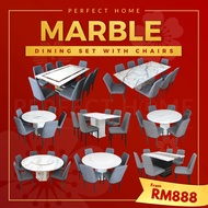 FREE INSTALL Set Meja Makan 6 Kerusi Meja Batu Marble Dining Table Set 6 Chair Nordic Style Modern Living Home Furniture