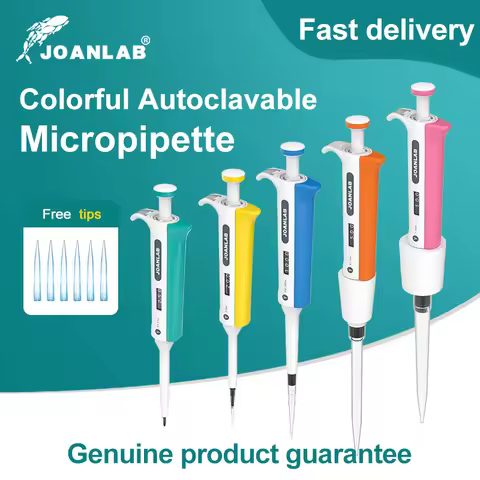 JOANLAB Autoclavable Pipette, Adjustable Laboratory Micropipette with Free Tips