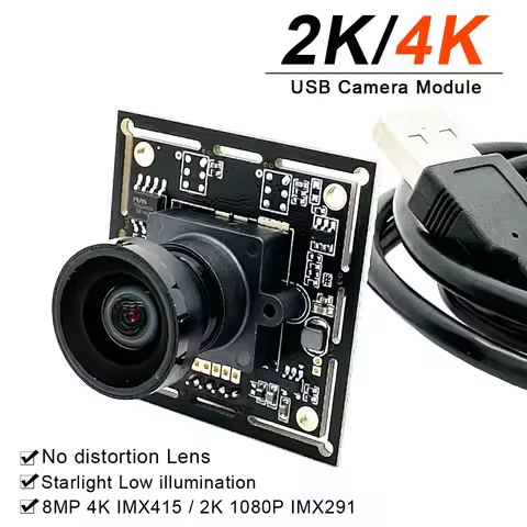 Industrial 8MP 4K CMOS IMX415 / 2K IMX291 Sensor USB Module Wide Angle 130Degree No distortion Lens 