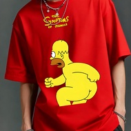Summer·Butter Homer Simpson Collaboration Print Casual Letter Cartoon Pattern Short-sleeved T-shirt