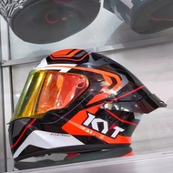 Helm Full Face KYT TT Course Overtech Orange Paket Ganteng