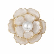 min, 12pcs 97SK 3cm Small Pink & White 3D Camellia Flower Brooch with Center Pearl Elegant Fashion P