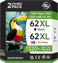 62XL Ink Cartridges Combo Pack Replacement for HP Ink 62 62XL Ink for HP Envy 5540 5549 5640 5660 76