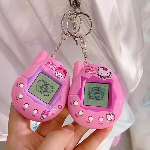 Sanrio Original Hello Kitty My Melody Cartoon Toys Virtual Pet Mini Game Console Keychains Toys Birt