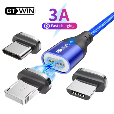 GTWIN 3A Magnetic Chaging Cable USB Type C Cable Fast Charging Cable Magnetic USB Charger Data Cable