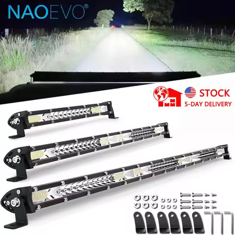 NAOEVO Super Slim Led Bar Offroad 12'' 20'' 32 Inch Spot Flood barra led Light Bar for Car 4x4 Truck