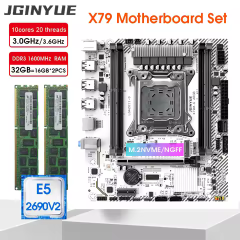 X79 TPM 2.0 PIN Motherboard LGA2011 Office assembly Set kit Xeon E5 2690 V2 CPU 32GB（2*16G)1600MHz D