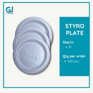 100pcs - Styro Plate 9 inch Disposable plate PP Round