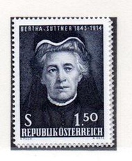 【流動郵幣世界】奧地利1965年爾莎·馮·蘇特納 獲得諾貝爾獎60週年郵票