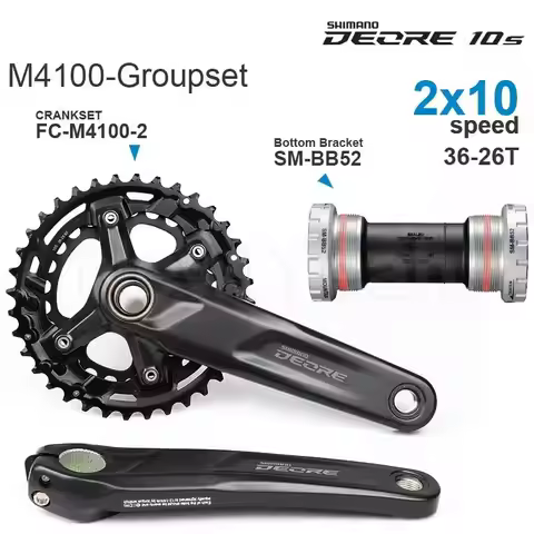 SHIMANO DEORE - M4100 Groupset FC-M4100-2 Crankset 36-26T and Bottom Bracket SM-BB52 /BB-MT500-PA- 2