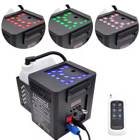 RGB LED Stage Smoke Fog Machine 1500W Multi-Angle Gas Column Haze Machine DMX512 Control DJ Disco Ni