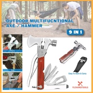 [READY STOCK] 9 IN 1 Outdoor Multifunctional Camping Survival Tools Knife Axe Saw Screwdriver Hatche