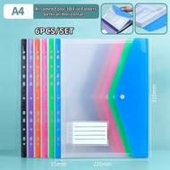 6 File Folders, A4 File Folder Pockets, Plastic 6-Color Envelope Punched Pockets, Office Use