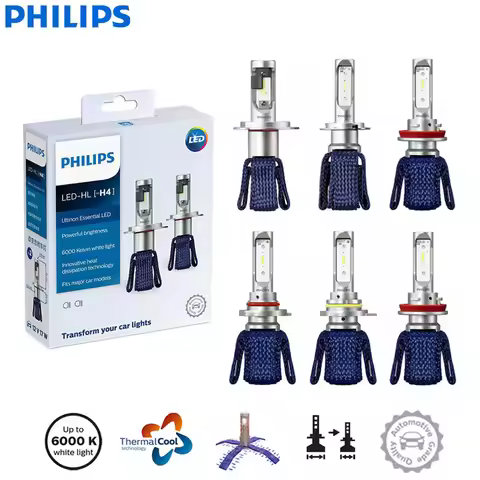 Philips LED H4 H7 HB3 HB4 H8 H11 H16 Ultinon Essential Car Headlight 6000K Bright White HIR2 9012 90