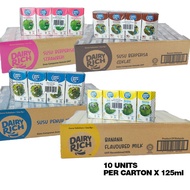 DAIRY RICH UHT MILK BOX MINI SUSU KOTAK MINI FULLCREAM BANANA CHOCOLATE STRAWBERRY FLAVOR 125MLX40