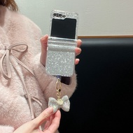 Ins Casing Z Flip4 Z Flip5 Shiny for Samsung Galaxy Z Flip 4 Z Flip 3 With Pendant Phone Case