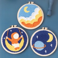 Cartoon DIY Cross Stitch Set Embroidery kit  Punch Needle Cross Stitch for Beginner DIY Needle Embroidery Kit Handcraft Wall Painting Home Decor