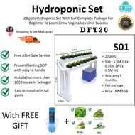 Home Hidroponik set 20 pasu/ Hydroponic set (DFT 20 pots) with pump and unique design (Complete Set 