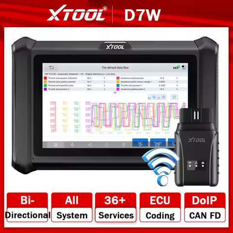 XTOOL D7W WiFi D7 BT Car OBD2 Diagnostic Tool Bidirectional Scanner All System Diagnosis ECU Coding 