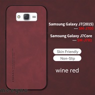 เคส Samsung Galaxy J7 Core J7หนังนิ่ม2015เคสโทรศัพท์หนังแท้ปกป้องกล้องหรูหราเปลือกแกะสำหรับ Samsung