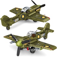 Military WW2 British Spitfire Fighter Block Diy Plane Model Army Building Brick Toy For Boy Children