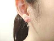 極簡幾何 天然白水晶 14K GF 包金 小直管長方開口耳環