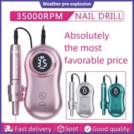 35000RPM Nail Drill Machine Electric Manicure Machine Nail Polisher 2600mAh Battery Rechargeable Nail Grinding Machine with 6 Grinding Heads