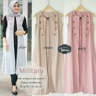 Military Outer Military Vest Cardigan Panjang Long Vest Panjang Blazer Panjang Baju Muslim Atasan Mu