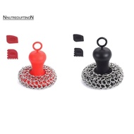 Cast Iron Chainmail Scrubber + Pan Scraper, Stainless Steel Skillet Cleaner, Scraper Tool for Cast Iron Pans