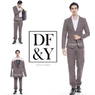 YARRAFA Setelan Jas Blazer Pria Satu Set 2in1 Jas-CelanaSlimfit DF&Y Tartan Kotak Premium Formal Non
