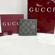 GUCCI 男款灰色雙折短夾